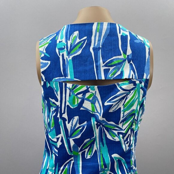 Lilly Pulitzer 'Penelope' Print Cotton Sheath Dress Blue Green Sleeveless Size 2 - Picture 5 of 14